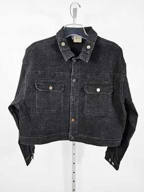 ORTTU Eros Rhinestone Men's One Size Cropped Black Denim Jacket